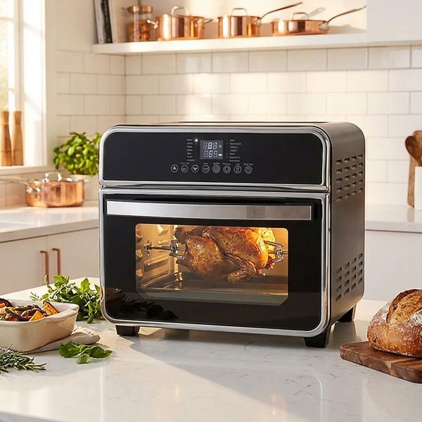 Multifunktionaler Mini-Backofen 1600 W: Kompakter Alleskönner mit Heissluftfritteuse, Grill & Dörrfunktion – Für vielseitiges & gesundes Kochen