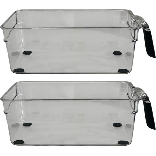 Lot de 2 organisateurs transparents pour réfrigérateur avec poignée - Idéal cuisine rangement aliments - 28,2x12x9,4cm - Gain de place hygiène
