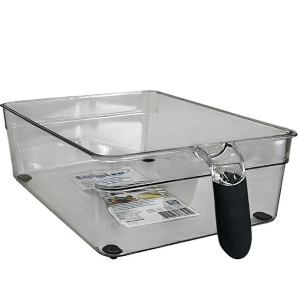 Lot de 2 organisateurs transparents pour réfrigérateur avec poignée - Rangement cuisine multifonctionnel 31,2x19,9x8,7cm - Clair et hygiénique