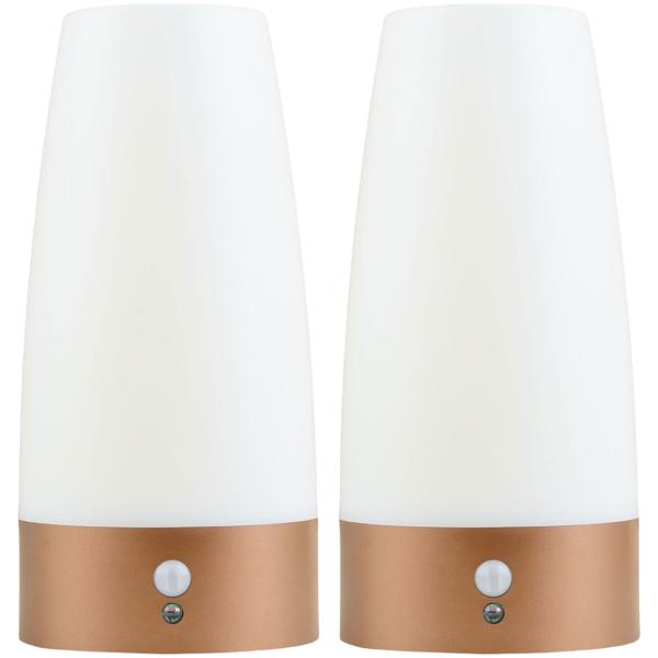 2er-Set Elegante LED-Tischlampe mit Bewegungsmelder – Kabellose Flurleuchte mit warmweissem Licht – Ideal als Nachtlicht im Schlafzimmer