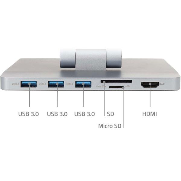 Universal notebook stand with 8-port docking station: an ergonomic workstation & tidy desk for the office & home office