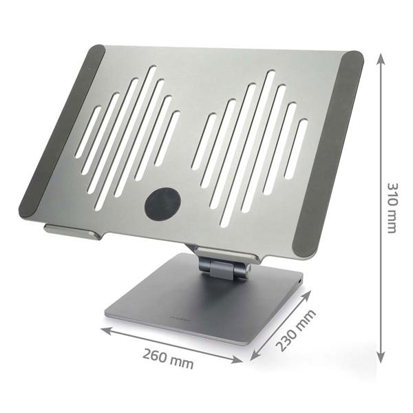 Universal notebook stand with 8-port docking station: an ergonomic workstation & tidy desk for the office & home office