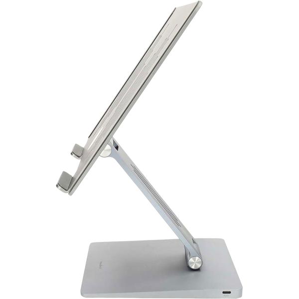 Universal notebook stand with 8-port docking station: an ergonomic workstation & tidy desk for the office & home office