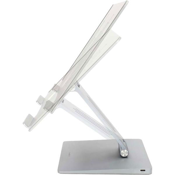 Universal notebook stand with 8-port docking station: an ergonomic workstation & tidy desk for the office & home office