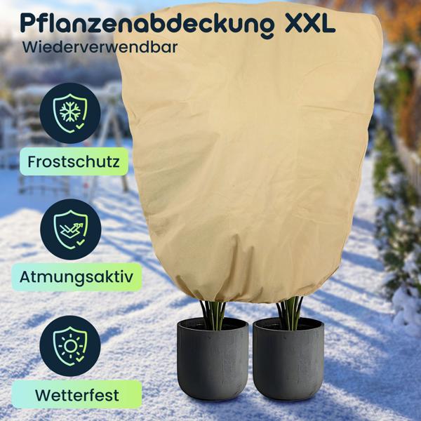 2er-Set Pflanzenabdeckung XXL, Winterschutz, 240 x 200 cm, Kübelpflanzen Schutzhauben als Frostschutz mit Zugband und Reissverschluss, atmungsaktiv 