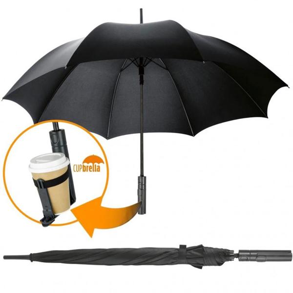Cupbrella Automatik Regenschirm mit Getränkehalter: Bleiben Sie trocken & haben Sie die Hand frei – ein zuverlässiger Regenschutz