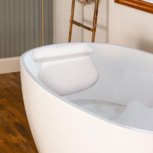 Coussin De Bain Confortable Avec Ventouses - Imperméable, Blanc, Pour Un Bain Relaxant