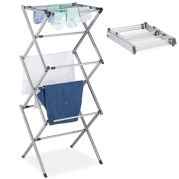 Efficient laundry rack foldable & extendable, gray: A flexible laundry tower with 11 rods for quick drying