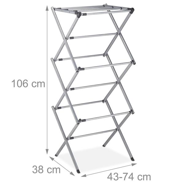 Efficient laundry rack foldable & extendable, gray: A flexible laundry tower with 11 rods for quick drying