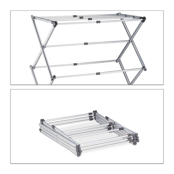 Efficient laundry rack foldable & extendable, gray: A flexible laundry tower with 11 rods for quick drying