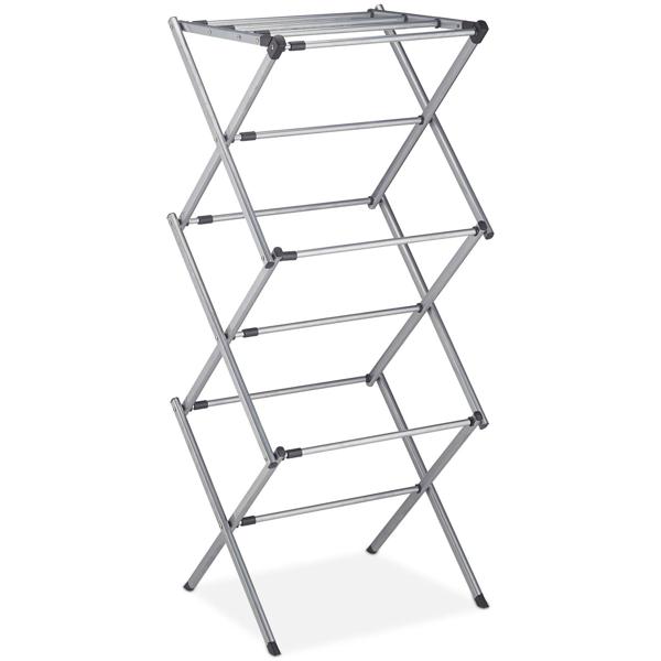 Efficient laundry rack foldable & extendable, gray: A flexible laundry tower with 11 rods for quick drying