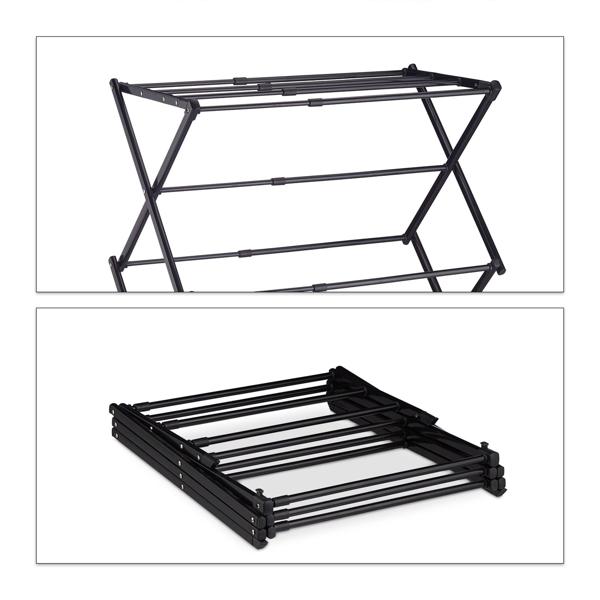 Effizienter Wäscheständer klappbar & ausziehbar, schwarz: Ein flexibler Wäscheturm mit 11 Stangen für schnelles Trocknen