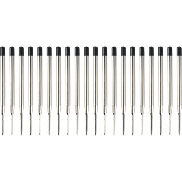 Set da 20 ricariche per penna a sfera, spessore B, nero – Ricariche universali per penne a sfera – Durature per ufficio e uso quotidiano