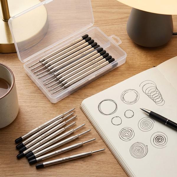 Set da 20 ricariche per penna a sfera, spessore B, nero – Ricariche universali per penne a sfera – Durature per ufficio e uso quotidiano