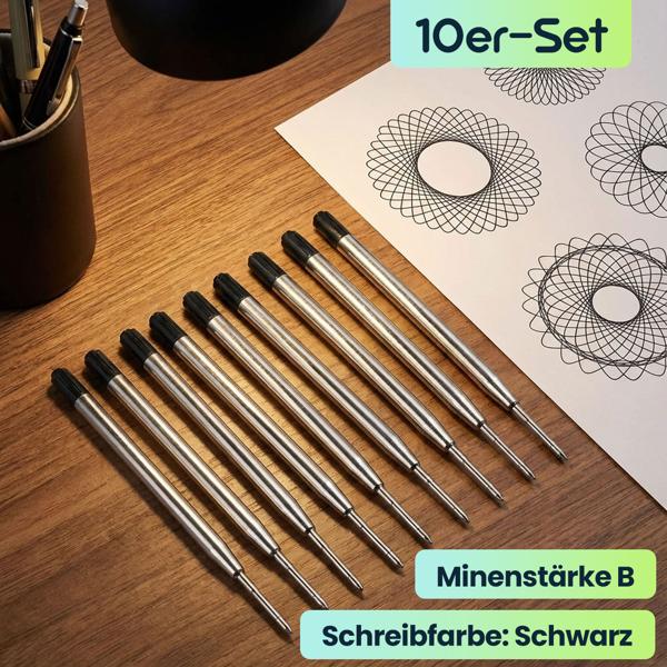 20er-Set Kugelschreiber-Minen in Minenstärke B, Schwarz – Universelle Ersatzminen für Kugelschreiber – Langlebig für Büro und Alltag
