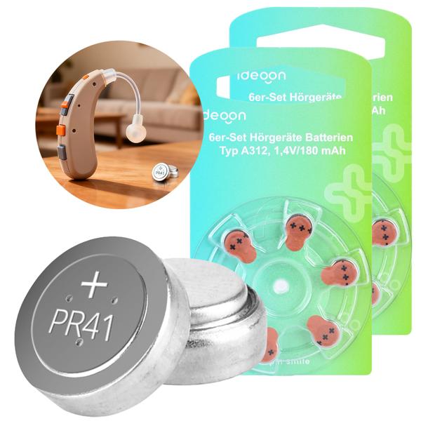 12er-Set Hörgeräte-Batterien Typ 312 A312 (PR41, ZL3, R312AE) – 1,4V Knopfzellen mit 180 mAh Kapazität – Zuverlässige Energie mit brauner Kennzeichnung