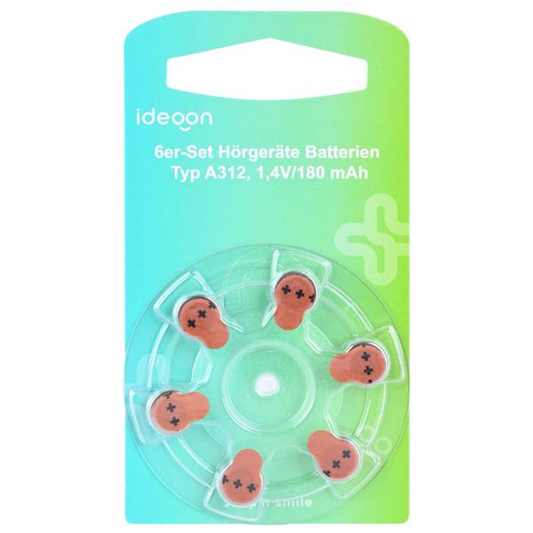 12er-Set Hörgeräte-Batterien Typ 312 A312 (PR41, ZL3, R312AE) – 1,4V Knopfzellen mit 180 mAh Kapazität – Zuverlässige Energie mit brauner Kennzeichnung