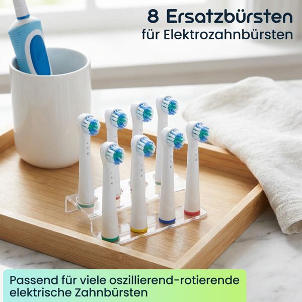 8 x Ersatzbürsten passend für viele Oral-B®**-Elektrozahnbürsten, Aufsteckbürsten für gründliche Reinigung, weiss, inkl. Farbring-Markierung