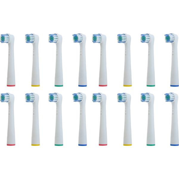 16 x Ersatzbürsten passend für viele Oral-B®**-Elektrozahnbürsten, Aufsteckbürsten für gründliche Reinigung, weiss, inkl. Farbring-Markierung