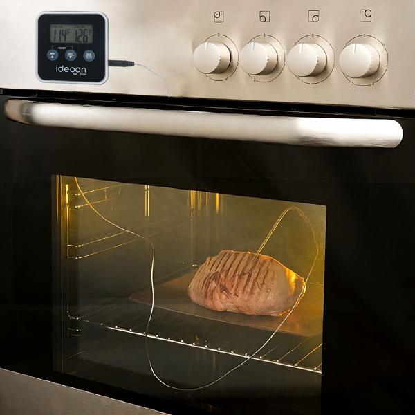 Termometro digitale per carne e forno con timer fino a 300 gradi, termometro con cavo per arrosti e griglia, per BBQ, griglia, smoker, forno