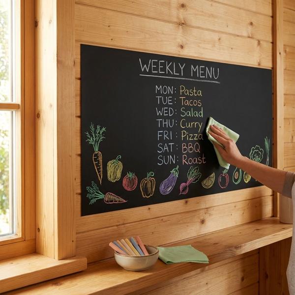 Pellicola lavagna autoadesiva 60 x 200 cm incl. 5 gessetti e pad di pulizia – pellicola da parete come lavagna e memo board per cucina, cameretta e ufficio