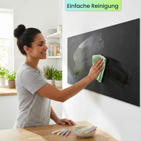 Selbstklebende Tafelfolie 60x200cm inkl. 5 Kreiden & Reinigungspad – Wandfolie als Kreidetafel & Memoboard für Küche, Kinderzimmer & Büro