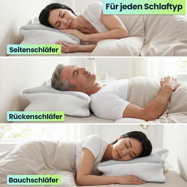 Premium Memory Foam Kopfkissen für Seiten-, Rücken- und Bauchschläfer - Ergonomisches Nackenkissen mit waschbarem Bezug für guten Schlaf