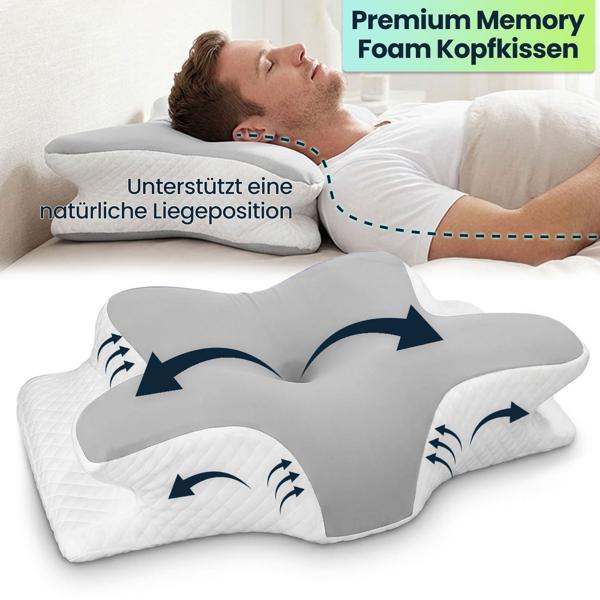 Premium Memory Foam Kopfkissen für Seiten-, Rücken- und Bauchschläfer - Ergonomisches Nackenkissen mit waschbarem Bezug für guten Schlaf
