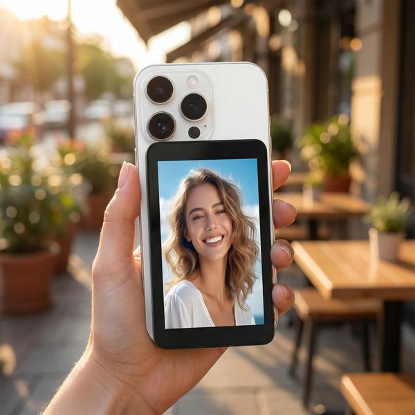 Magnetic smartphone selfie monitor - 4.02-inch vlogging display, 480x800 pixels, Bluetooth 5.0, USB-C charging port for content creators