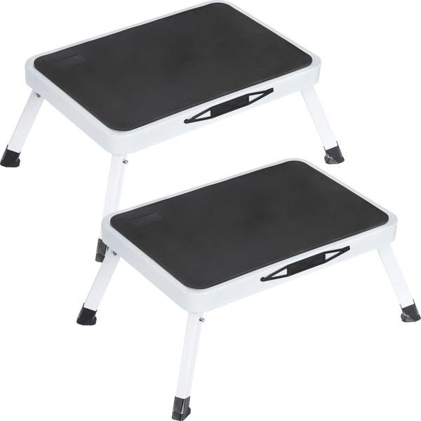 Lot de 2 marchepieds robustes, 150 kg - acier, escabeau de cuisine antidérapant avec verrous de sécurité, peu encombrant pour travailler en toute sécurité