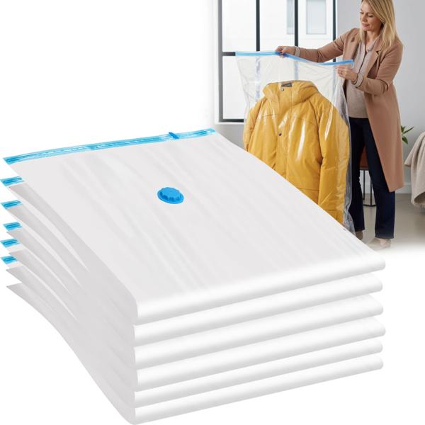set of 6 space-saving vacuum bags XL, 80 x 120 cm, compression with vacuum cleaner, storage bags, garment bags without dust or creases 