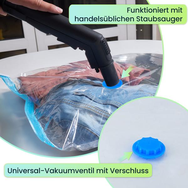 9er-Set platzsparende Vakuumbeutel XL, 80 x 120 cm, Kompression mit dem Staubsauger, Aufbewahrungssäcke, Kleiderbeutel ohne Staub oder Falten 