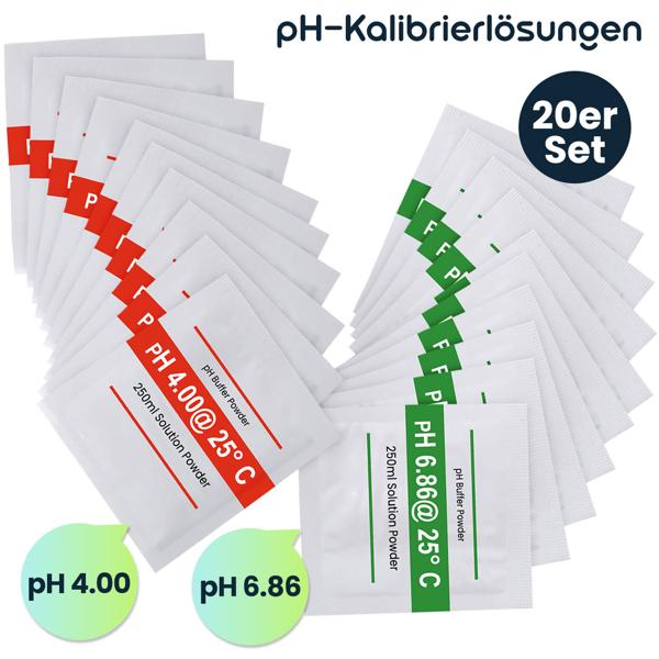 Professionelles 20er-Set pH-Kalibrierlösungen, Hochpräzise pH 4.00 & pH 6.86 Pufferlösung, Maximale Leistung für Ihr pH-Meter