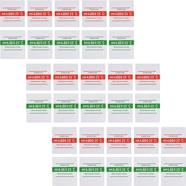 Professional 30-pack pH calibration solutions, high-precision pH 4.00 & pH 6.86 buffer solution, maximum performance for your pH meter