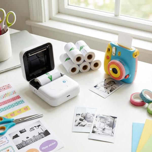 Set of 6 replacement sticker rolls for thermal printer and children’s instant camera – self‑adhesive & ink‑free – compatible with CH11143/CH11144/CH11145