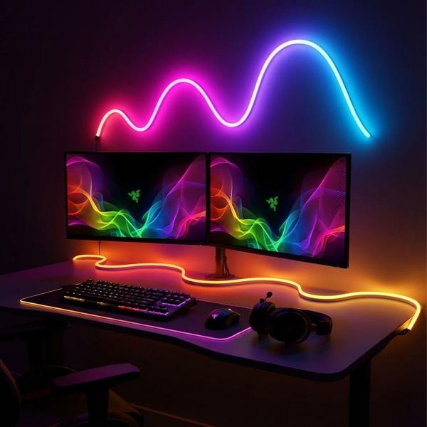 Lot de 2 rubans LED avec Dream Color, RVB, Wi‑Fi, variable, 5 m : compatible Tuya & Google Assistant/Amazon Alexa – parfait pour setup gaming, déco et soirées
