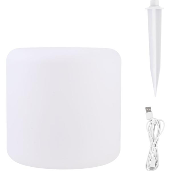 Moderne lampe de table cylindrique LED solaire & luminaire de jardin avec piquet de terre, changement de couleur RVBW, rechargeable par USB, IP44 résistant aux intempéries – idéale pour votre jardin