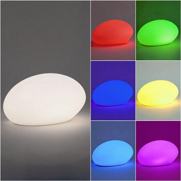 Lot de 2 élégantes pierres solaires LED pour jardin IP44 : pierre décorative avec changement de couleur et piquet de terre, blanc chaud et couleurs, projecteur solaire résistant aux intempéries, 22,4 cm