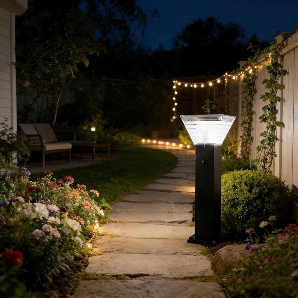 4er-Set Premium Solar Säulen-Wegeleuchte 60cm aus Aluminium in Schwarz, 300lm, IP65 wasserfest, 360° Abstrahlung, 2 Lichtfarben & Leuchtmodi, Gartenlampe