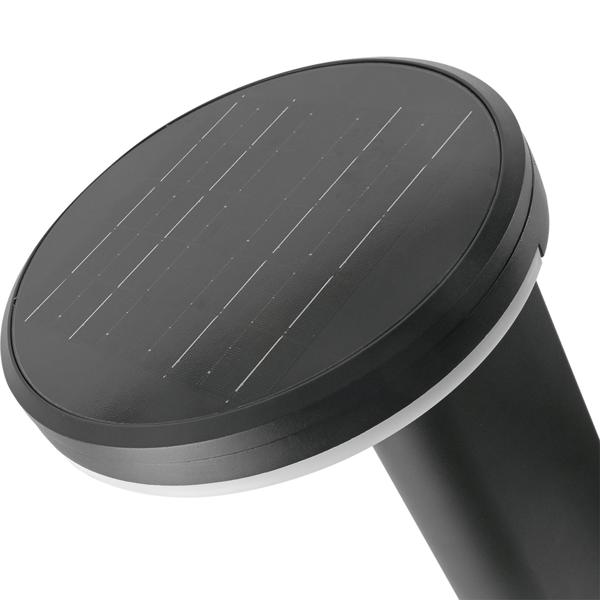  Premium Solar Säulen-Wegeleuchte aus Aluminium in Schwarz, 300lm helle SMD-LEDs, Dämmerungssensor & 2 Leuchtmodi, wetterfeste Gartenlampe modern