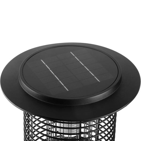 Solar Gartenlampe mit Mückenvernichter aus Edelstahl, 2in1 LED Wegeleuchte Schwarz, Warmweiss 300lm & UV Insektenschutz 15lm, IP44, 25 x 60 cm
