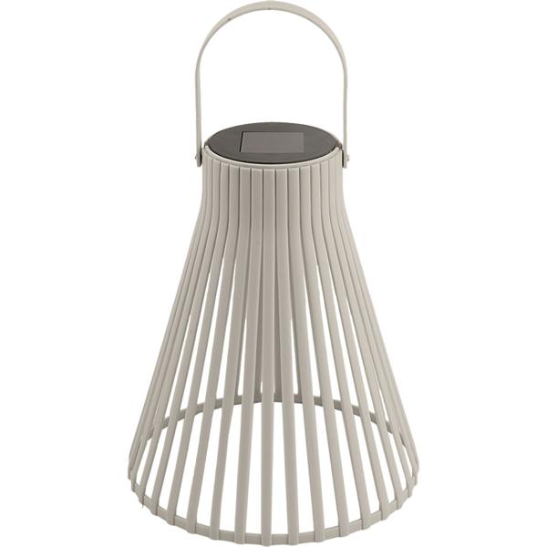 Set di 2 lanterne solari LED decorative per esterni, moderna lanterna da giardino grigia con maniglia, lampada solare con design a lamelle per balcone e terrazza