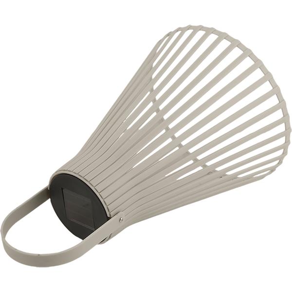 Set di 2 lanterne solari LED decorative per esterni, moderna lanterna da giardino grigia con maniglia, lampada solare con design a lamelle per balcone e terrazza
