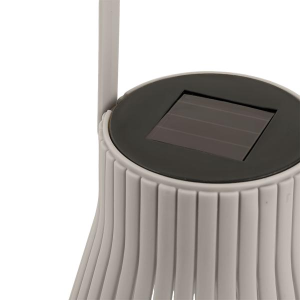 Set di 2 lanterne solari LED decorative per esterni, moderna lanterna da giardino grigia con maniglia, lampada solare con design a lamelle per balcone e terrazza