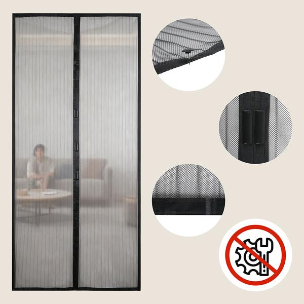 Insect protection door curtain with magnetic closure, 210 x 100 cm