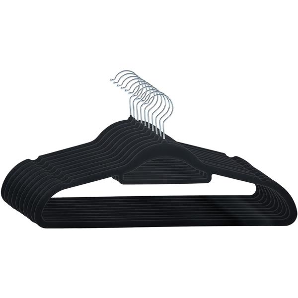 Cintres premium, lot de 10, avec crochet pivotant à 360 degrés, revêtement antidérapant et support supplémentaire pour cravates, ceintures ou écharpes, gain de place