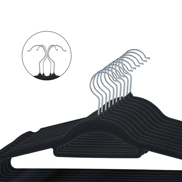 Cintres premium, lot de 10, avec crochet pivotant à 360 degrés, revêtement antidérapant et support supplémentaire pour cravates, ceintures ou écharpes, gain de place