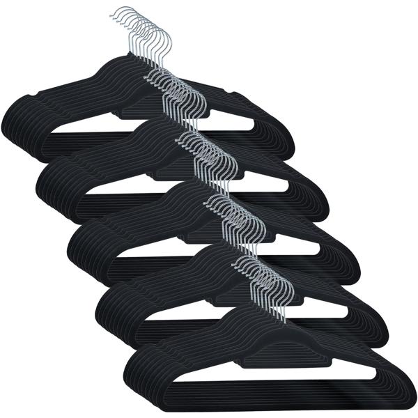 Premium Kleiderbügel, 50er-Set, mit 360 Grad drehbarem Haken, Antirutsch Beschichtung und extra Halter für Krawatten, Gürtel oder Schals, Platzsparend