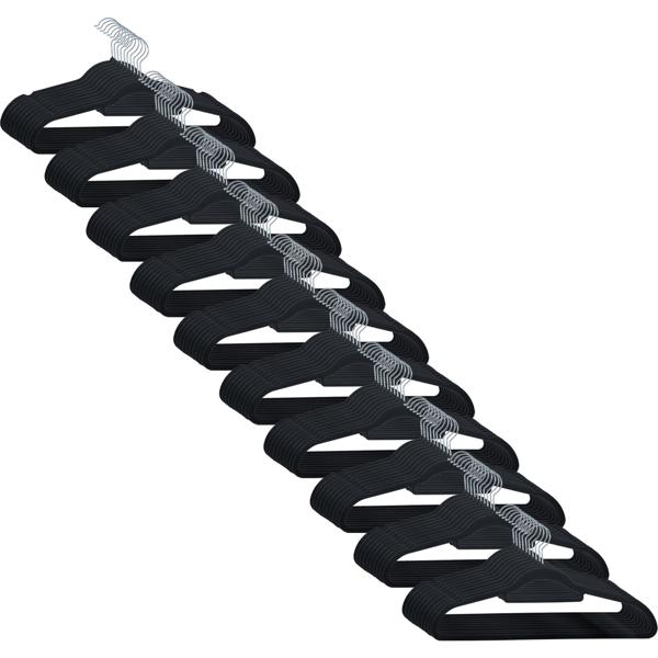 Premium Kleiderbügel, 100er-Set, mit 360 Grad drehbarem Haken, Antirutsch Beschichtung und extra Halter für Krawatten, Gürtel oder Schals, Platzsparend