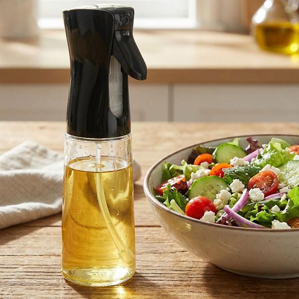 Premium Spruzzatore per Olio & Nebulizzatore per Aceto in Vetro 200 ml – Ideale per Friggitrice ad Aria, Insalate & Grigliate – Elegante Bottiglia Spray 6x20 cm per una Cucina Sana di Tutti i Giorni